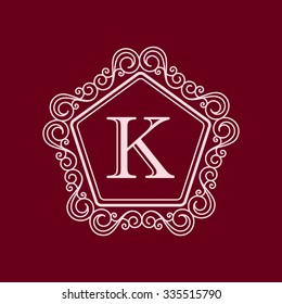 Logo template, simple and elegant monogram design, ornamental line sign for restaurants, boutiques, jewelry, fashion, beauty salons, hotels.