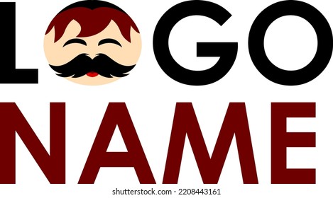 Logo template with a smiling character. Vector illustration.
