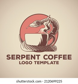 Logo template of snake wrapped around a cup