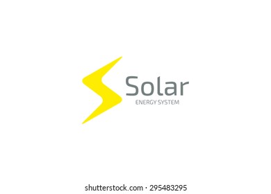 Logo template solar energy, technology company. Brand, branding, corporate, identity, logotype. Clean and modern style design