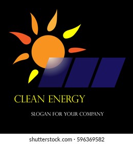 Logo template solar panels technology company, brand, branding, corporate, identity, logotype. Clean and modern style design.