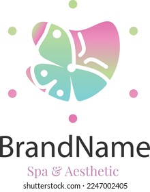 Logo template with spa and beauty theme. Abstract floral design. Creative symbol line. Universal icon. Lotus sign. Simple logotype template for premium business. Vector illustration.