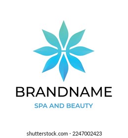 Logo template with spa and beauty theme. Abstract floral design. Creative symbol line. Universal icon. Lotus sign. Simple logotype template for premium business. Vector illustration.