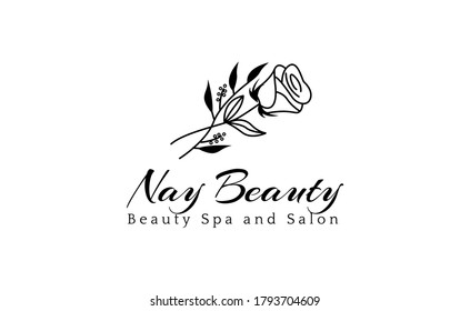 logo template for spa and salon. rose flower logo inspiration suitable for boutique, beauty, botanical, florist and cosmetic. vector illustration