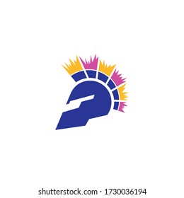 Logo template of spartan and color brush. Simple flat style. Vector logo template ready for use.