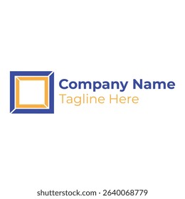 Logo template square color blue and orange for business and company