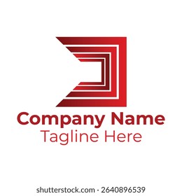 Logo template square color gradient red frame for business and company