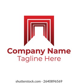 Logo template square color gradient red frame for business and company