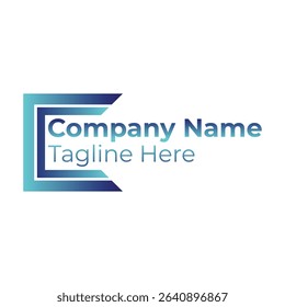 Logo template square color gradient blue frame for business and company
