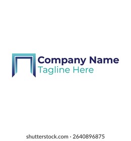 Logo template square color gradient blue frame for business and company