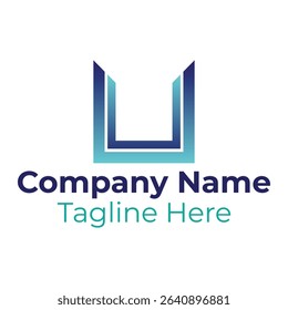 Logo template square color gradient blue frame for business and company