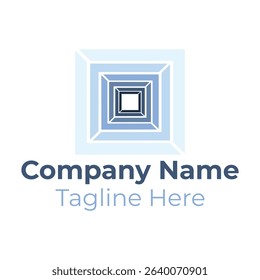 Logo template square color radial blue for business and company