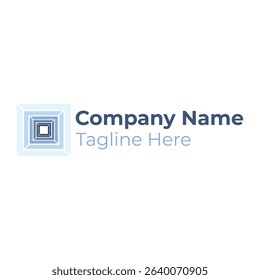 Logo template square color radial blue for business and company