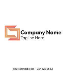 Logo template Square S stripe gradient yellow to pink color modern