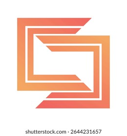 Logo template Square S stripe gradient yellow to pink color modern