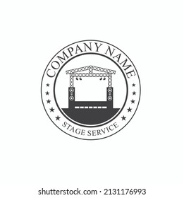 plantilla de logotipo para alquiler y servicio de rendimiento de escenario, arte vectorial.