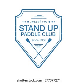 Logo template for stand up paddling. Vector athletic labels and badges. Flat design style illustration of icons. Template for postcard, personal card, banner, flyer, invitation or for print.