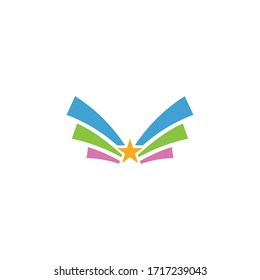 Logo template of star and book. Simple flat style. Vector logo template ready for use.