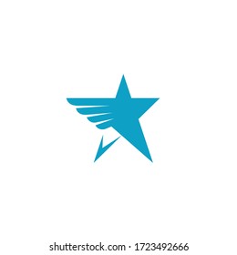 Logo template of star and wing. Simple flat style. Vector logo template ready for use.