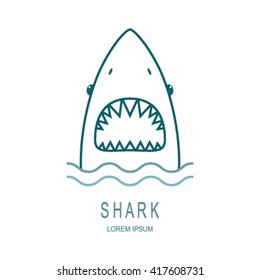 Logo Template Style line shark with an open mouth. the perfect logo for your business. Vector illustration