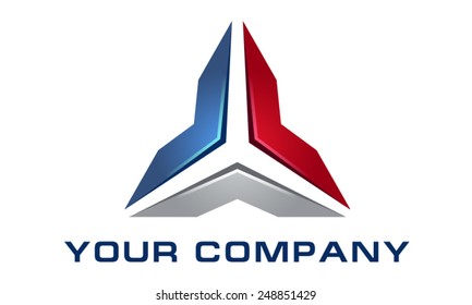 Logo template, stylized arrows logotype, triangle logo, vector