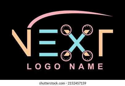 A logo template with a stylized drone in the "NEXT" signature. Vector illustration.