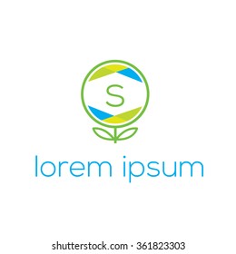 Logo template stylized flower vector. Letter S sign (icon, symbol)