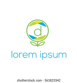 Logo template stylized flower vector. Letter d sign (icon, symbol)