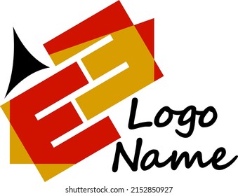 Logo template with stylized geometric letters EE. Vector illustration.