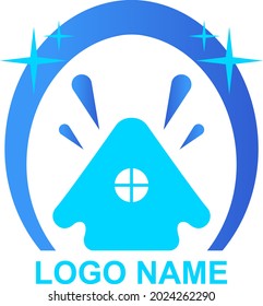 Logo template with a stylized house and drops and glares in the arch. Vector illustration. Perfect for a cleaning company.