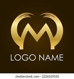 Logo template with stylized letter M. Vector illustration.