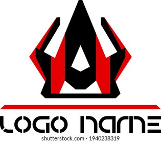 Plantilla de logotipo con una letra A con estilo en rojo y negro. Ilustración vectorial.