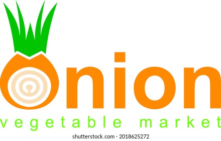 Plantilla de logotipo con cebolla estilizada. Perfecto para el mercado de verduras. Ilustración vectorial.