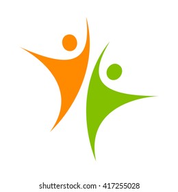 Logo template - successful team. Success team logo. Human character logo. Team logo. Abstract people logo. Vector logo template. Design element.