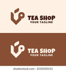 The logo template is suitable for the logo of a coffee shop, tea shop, cafe, cafeteria, bar or restaurant.