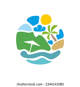 Logo template for summer travel business tour agency.
