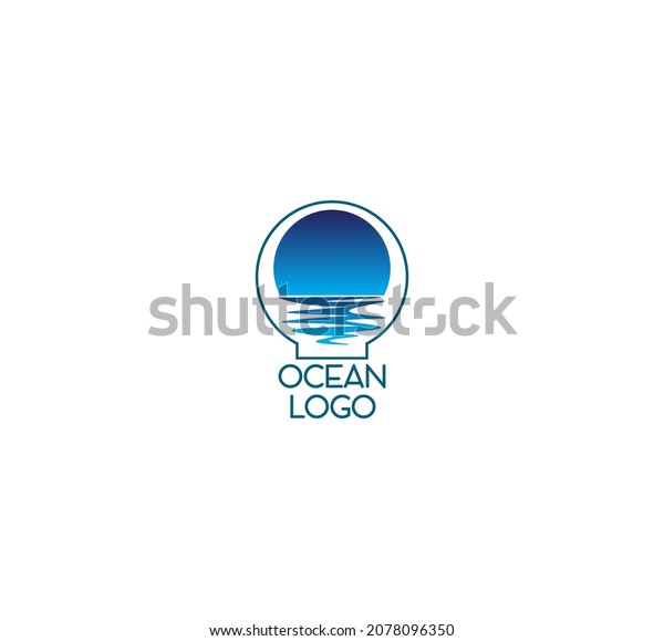 Logo\
template with the sunrise over the water\
surface