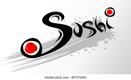 Logo template sushi. Vector design with stylized font. 