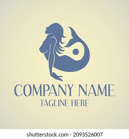 Logo template of swimming mermaid silhouette