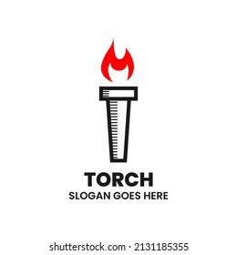 logo template, symbol and icon with torch shape