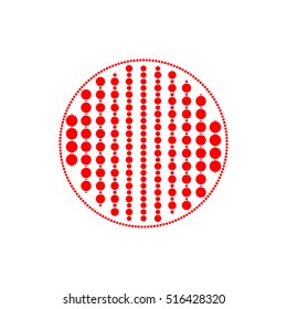 Logo template with symmetric geometric ornament. Red circles abstract on white background. Creative sign and symbol. Minimalistic design element. Vector art illustration