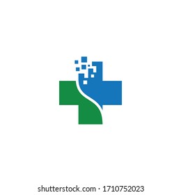 Logo template of technology and health. Simple flat style. Vector logo template ready for use.