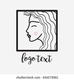 Logo template that can be used for beauty salon, cosmetics, perfumes, skin care services. Female logo. Logo with a woman. cosmetics, spa salon, massage salon.