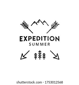 Logo Template -  Touring, Summer, holidays, labels and badges retro typography design logo. Templates for greeting cards, posters and apparel design. Vector illustration.