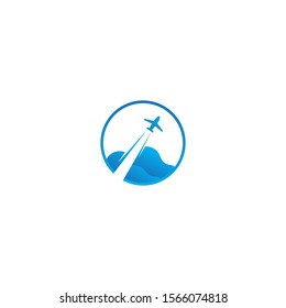 logo template travel plane with cloud 