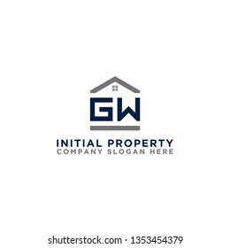 Logo template vector Design, property, real estate with the initials GW - Vector