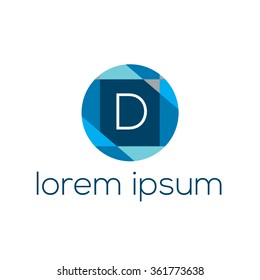 Logo template vector geometric of letter D