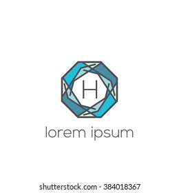 Logo template vector geometric of the letter H (sign, symbol, icon)