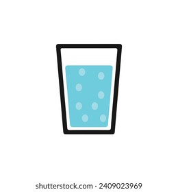 Logo Template Vector Illustration of Water Glass Icon with bubbles inside