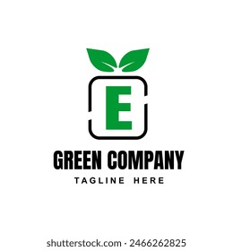Vector de Plantilla con logotipo. Logotipo de hoja. El logotipo de la letra E de la agricultura se puede utilizar para diversos propósitos Icono, signo o símbolo.